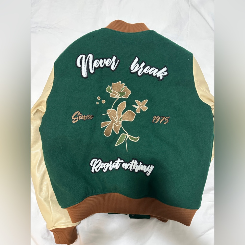 Zara Green and Tan Jacket with Embroidery